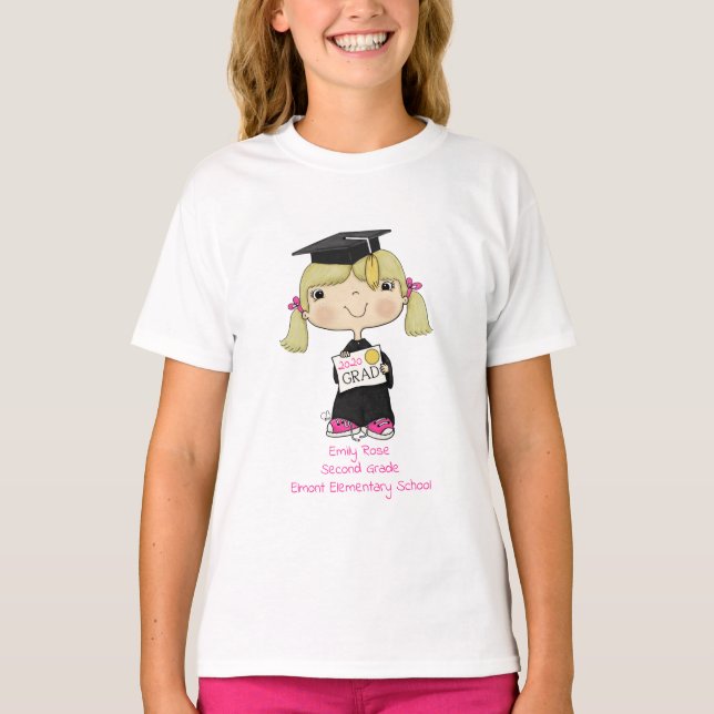 Little Graduate Girl Blond Hair T-Shirt (Vorderseite)