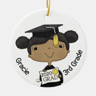Little Graduate Girl Dark Skin Keramik Ornament