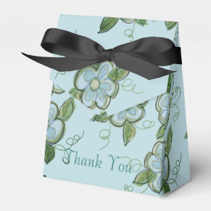 Little Gray-Blue Floral Favor Box Geschenkschachtel