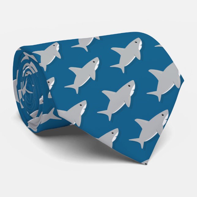 Little Gray Shark Cartoon Novelty Krawatte (Gerollt)