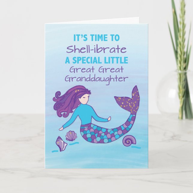 Little Great Grandtochter Birthday Mermaid Karte (Vorderseite)