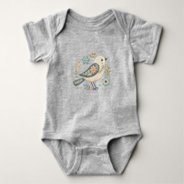 Little Green Bird Floral Baby Bodysuit Baby Strampler