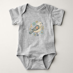 Little Green Bird Floral Baby Bodysuit Baby Strampler