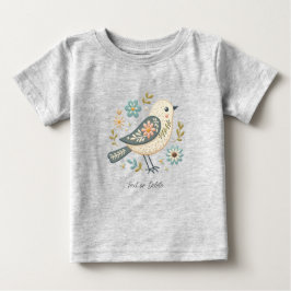 Little Green Bird Floral Baby T - Shirt