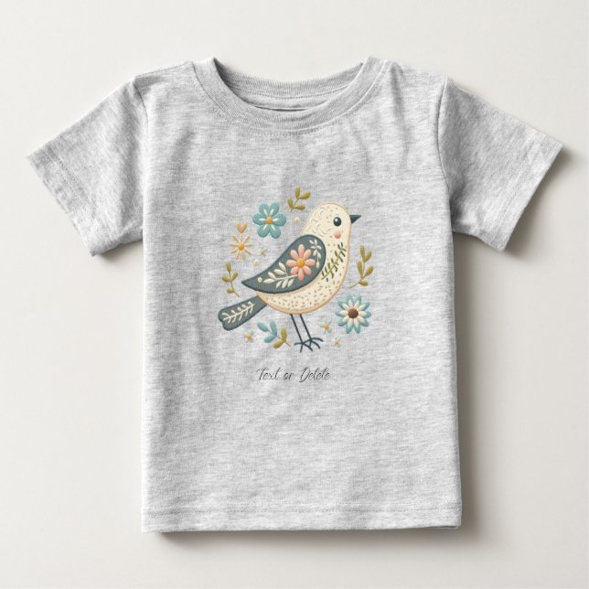 Little Green Bird Floral Baby T - Shirt (Vorderseite)