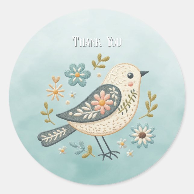 Little Green Bird Floral Sticker (Vorderseite)