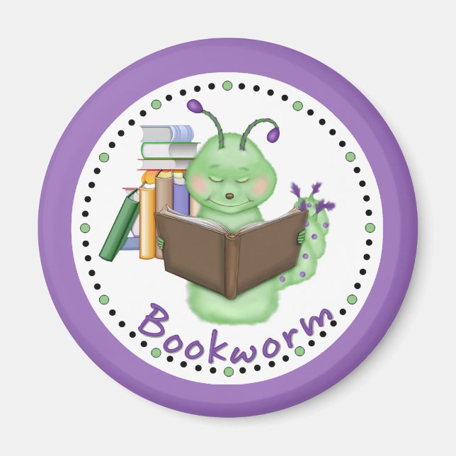 Little Green Bookworm Magnet (Vorne)