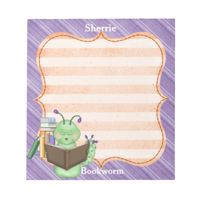 Little Green Bookworm Notizblock (Vorderseite)