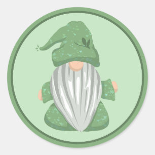 Little Green Gnome im Detail Runder Aufkleber