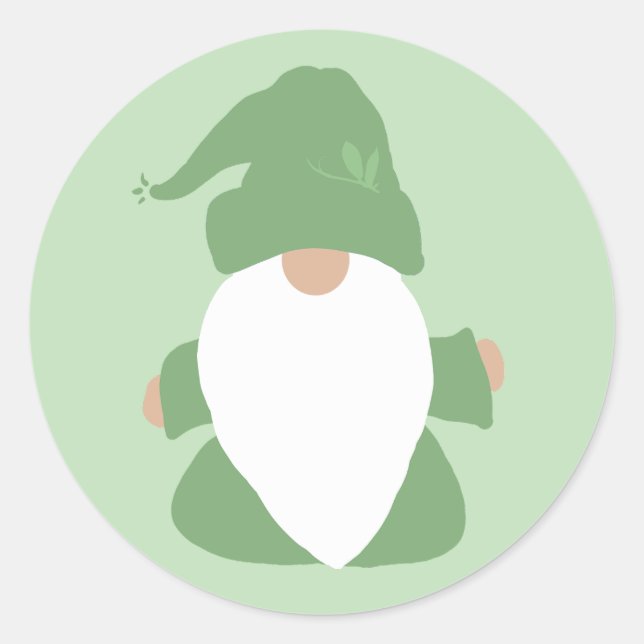 Little Green Gnome Runder Aufkleber (Vorderseite)