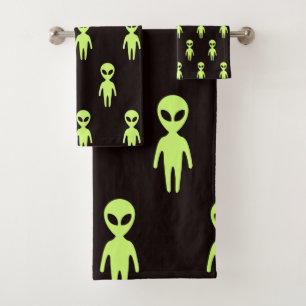 Little Green Men Alien Badhandtuch Set