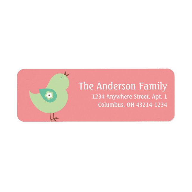 Little Green Spring Season Bird Address Labels (Vorne)