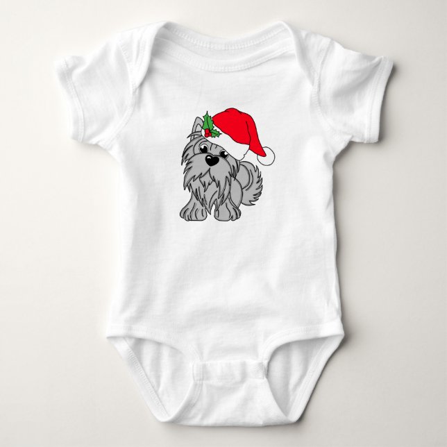 Little Grey Christmas Doggie Baby Jersey Bodysuit Strampler (Vorderseite)
