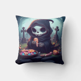 Little Grim Sensenmann isst Süßigkeiten Kissen