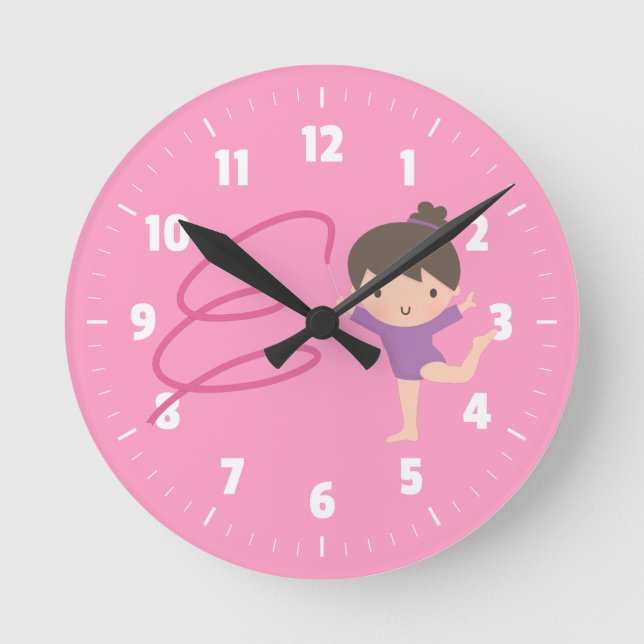 Little Gymnast Girl Gymnastics Room Decor Runde Wanduhr (Vorderseite)