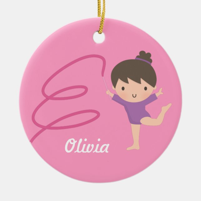 Little Gymnast Girl Gymnastik Personalisiert Keramik Ornament (Vorne)