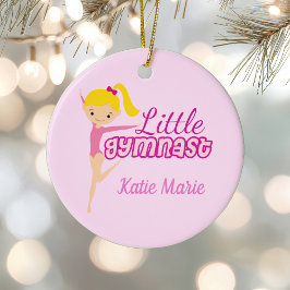 Little Gymnast Hübsch Pink Blonde Kinder Weihnacht Keramik Ornament