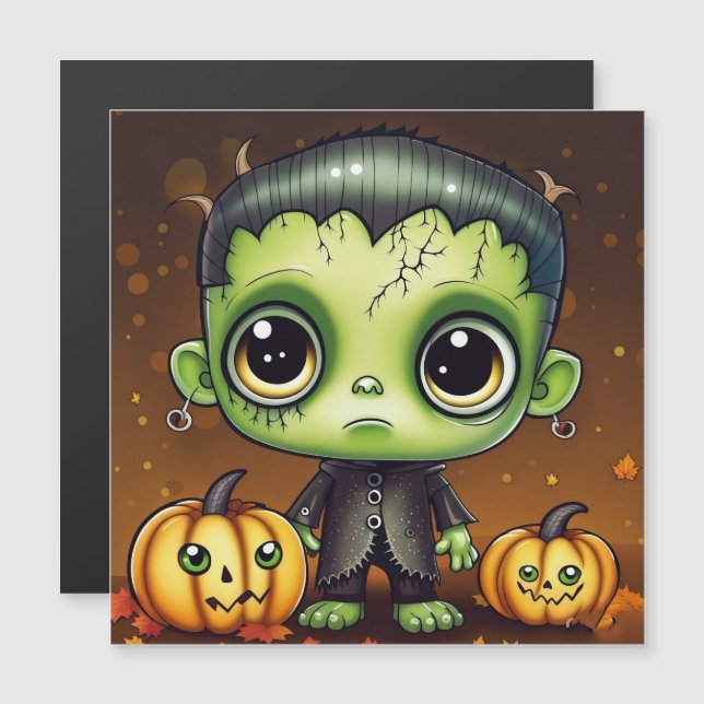 Little Halloween Frankenstein Magnetkarte (Vorne/Hinten)
