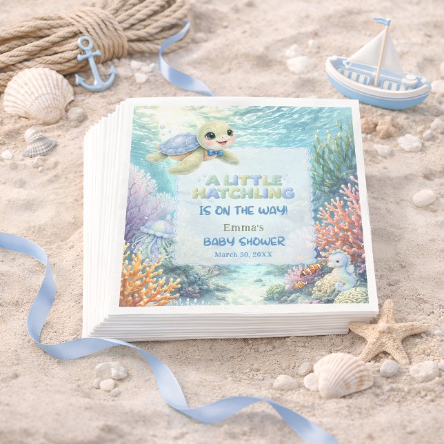 Little Hatchling Sea Turtle Ocean Baby Shower Serviette (Von Creator hochgeladen)