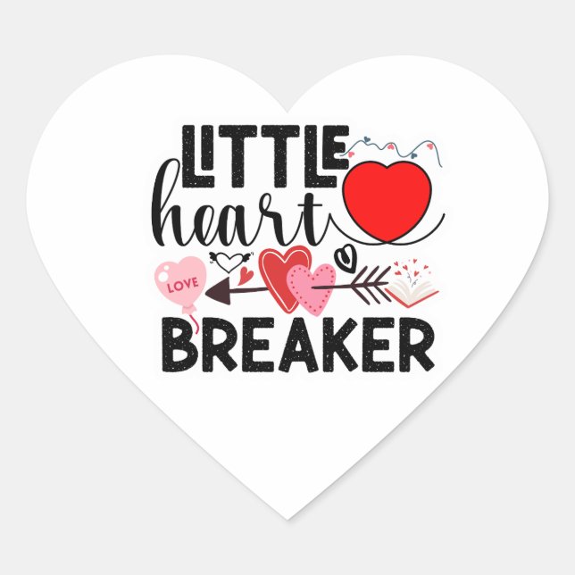 Little Heart Breaker Valentine Cute Love Hearts  Herz-Aufkleber (Vorderseite)
