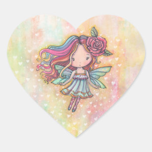 Little Heart Fee Fairy Fantasy Illustration Herz-Aufkleber