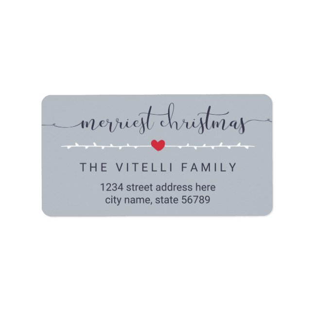 Little Heart Merriest Christmas Address Labels Adressaufkleber (Vorne)