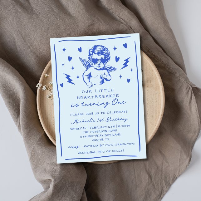 Little Heartbreaker Valentines Boy 1st Birthday Einladung (Von Creator hochgeladen)