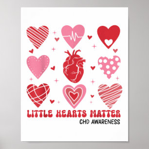 Little Hearts Chd Awareness Heart Anatomy Valentin Poster