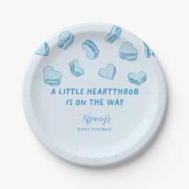 Little Heartthrob Blue Heart Macarons Baby Dusche Pappteller