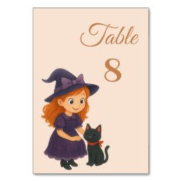 Little Hexe & Cat Thema Halloween Kinderdusche Tischnummer