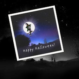 Little Hexe Vollmond Night Happy Halloween Party Serviette