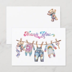 Little Hippie Tye Dye Clothesline Vielen Dank Einladung