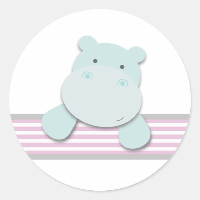 Little Hippo {Pink} | Aufkleber (Vorderseite)
