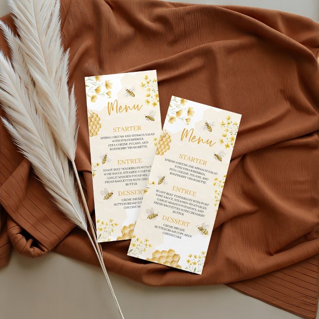 Little Honey Baby Shower 4x9 Menu Card Menükarte (Von Creator hochgeladen)