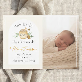 Little Honey Bee Baby Birth Announcement Photo Dankeskarte