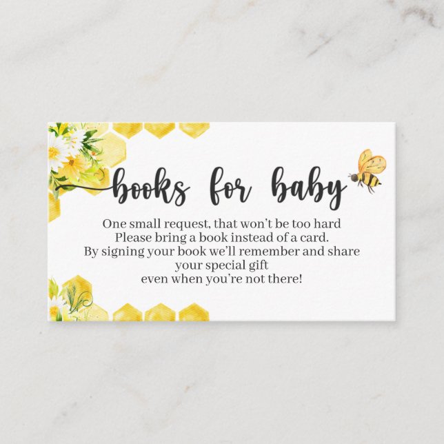 Little Honey Bee Baby Shower Book Card Begleitkarte (Vorderseite)
