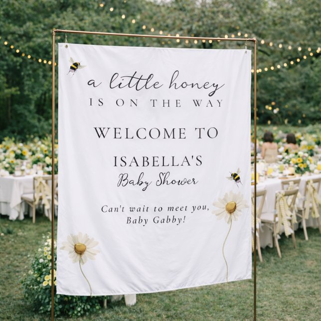 Little Honey Bee Baby Shower Fabric Welcome Sign Wandteppich (Von Creator hochgeladen)