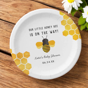 Little Honey Bee Baby Shower Plate Pappteller