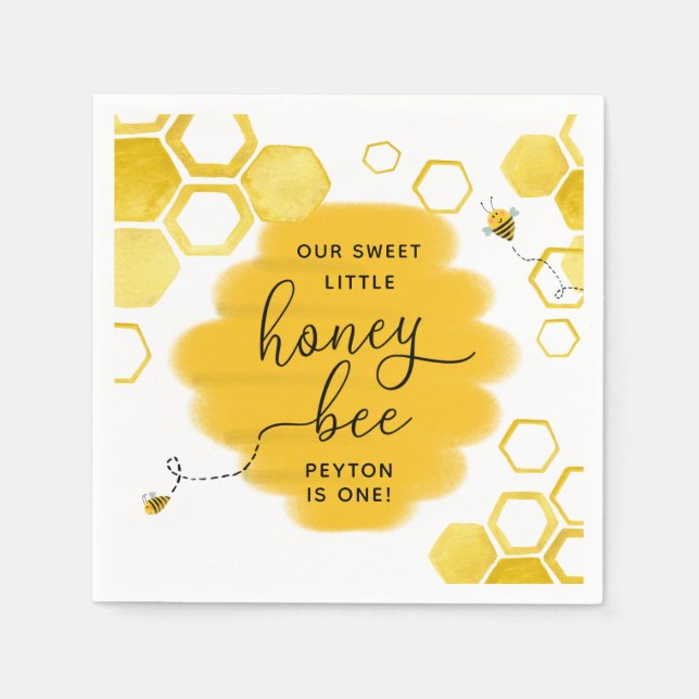 Little Honey Bee Birthday Napkins Serviette (Vorderseite)