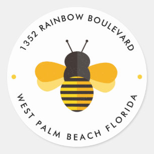 Little Honey Bee Birthday Rücksendeadresse Runder Aufkleber