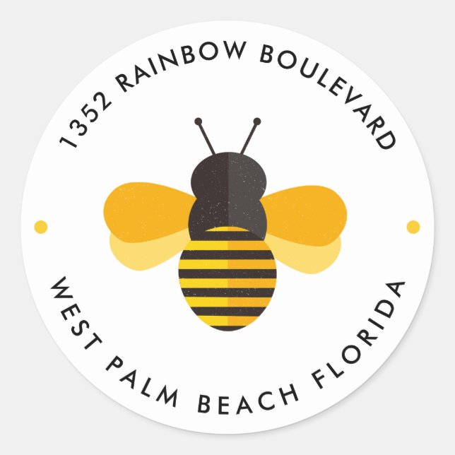 Little Honey Bee Birthday Rücksendeadresse Runder Aufkleber (Vorderseite)