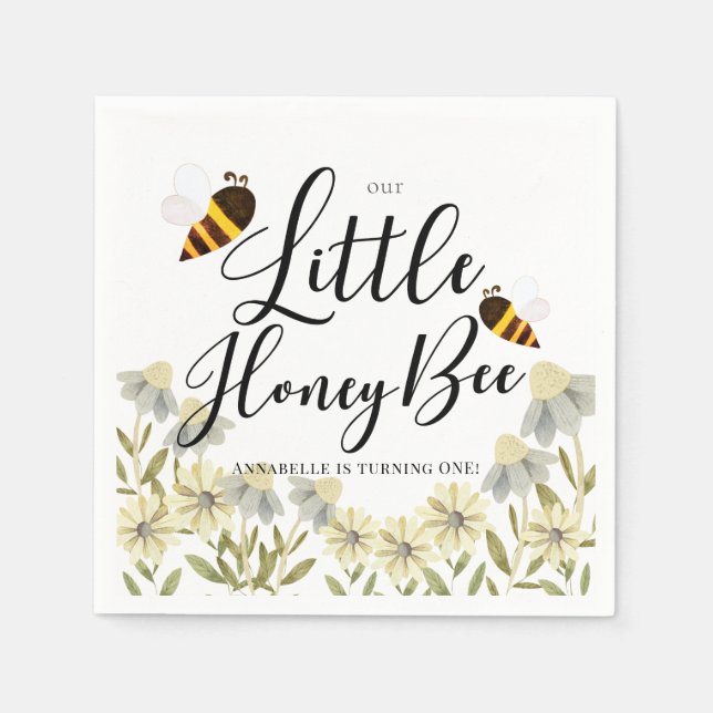 Little Honey Bee Daisy Girl Birthday Serviette (Vorderseite)