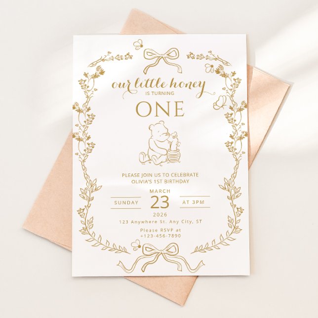 Little Honey Bee First Birthday Invitation Einladung (Von Creator hochgeladen)