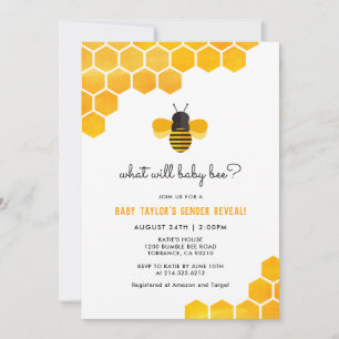 Little Honey Bee Gender Reveal Baby Shower Einladung