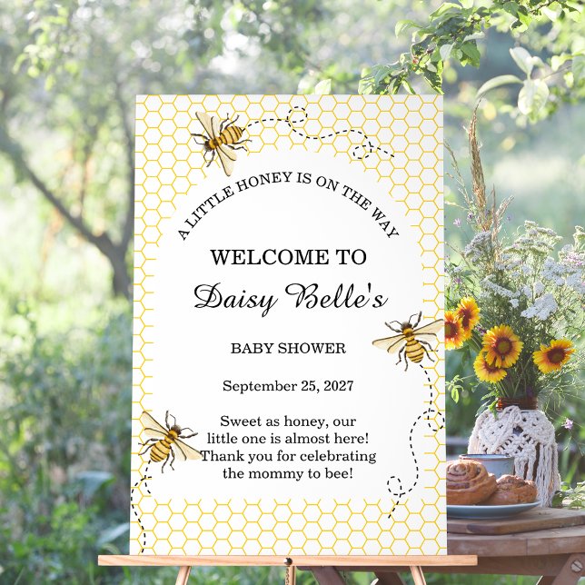 Little Honey Bee On The Way Yellow Baby Shower Acrylschild (Von Creator hochgeladen)