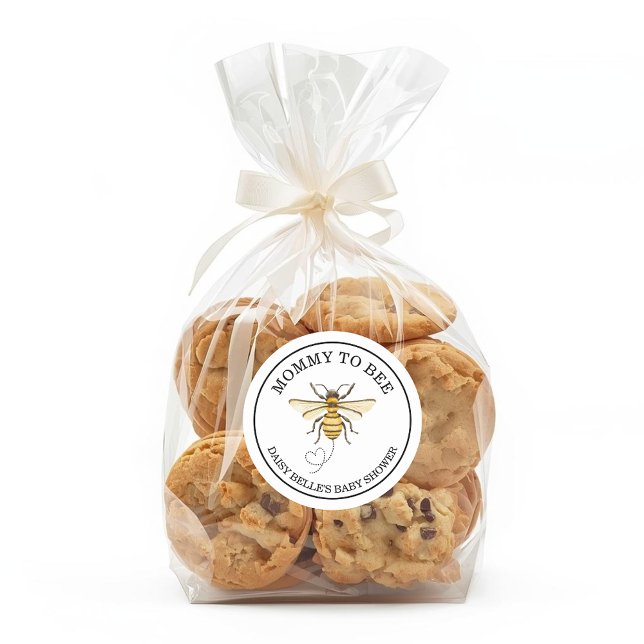 Little Honey Bee On The Way Yellow Baby Shower Runder Aufkleber (Von Creator hochgeladen)