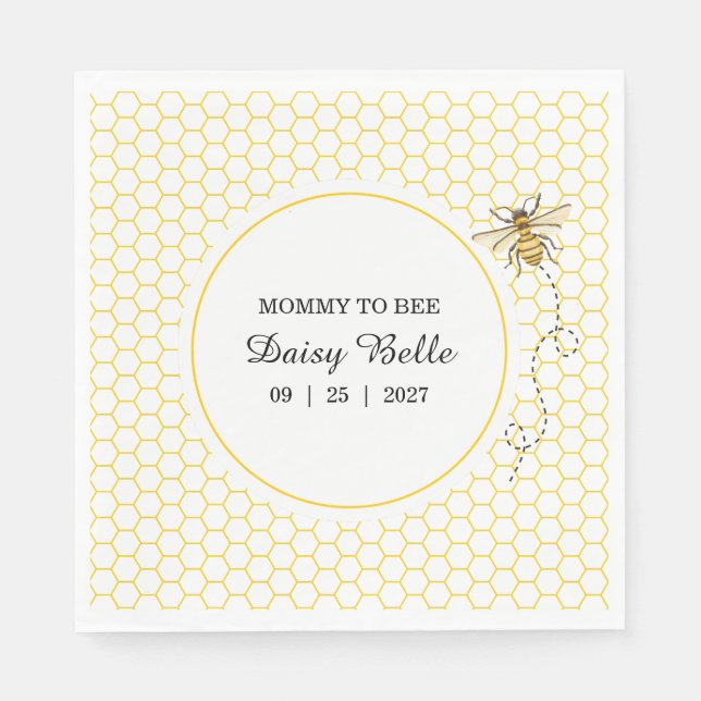 Little Honey Bee On The Way Yellow Baby Shower Serviette (Vorderseite)
