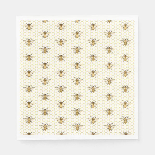 Little Honey Bee On The Way Yellow Baby Shower Serviette (Vorderseite)