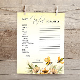 Little Honey Bee Word Scramble Baby Shower Game
