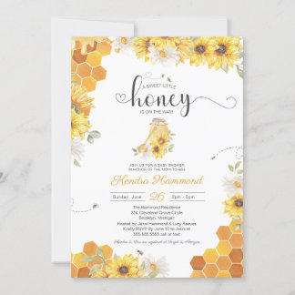Little Honey Bumble Bee & Sunflower Baby Dusche Einladung